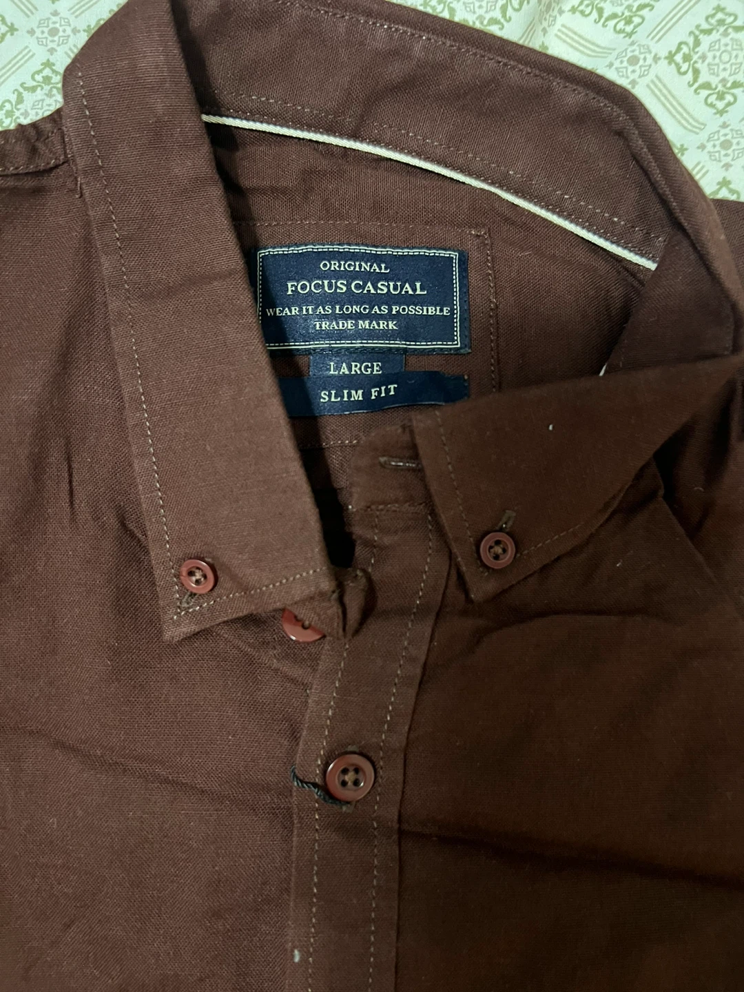 Focus Casual Brown Slim Fit Shirt - Large - photo 2