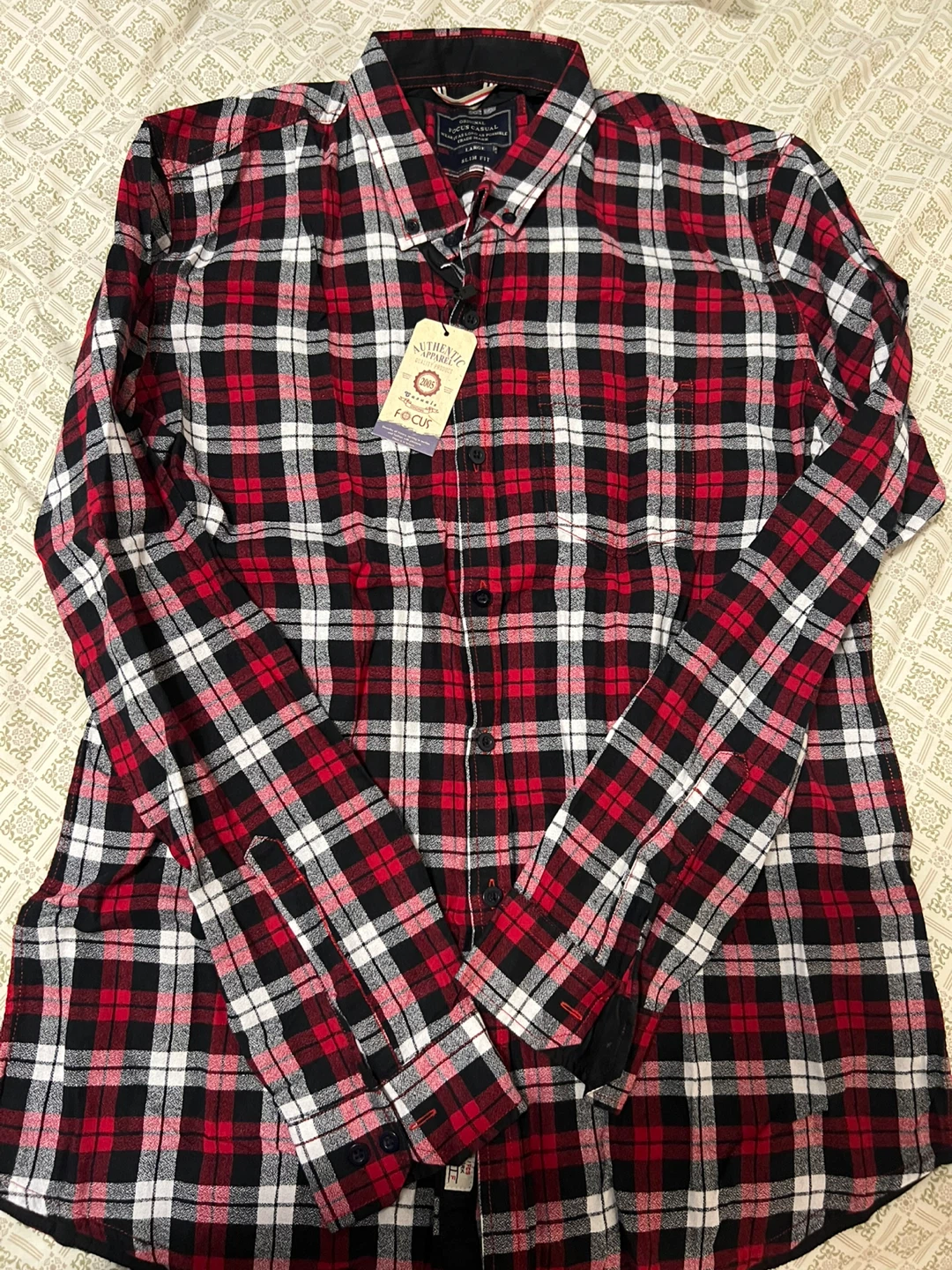 Focus Casuals Red Plaid Flannel Shirt - Large - photo 2