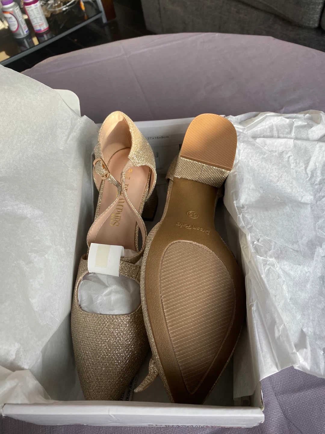 Dream Pairs Gold Glitter Heels - Size 6.5 (New) - photo 3