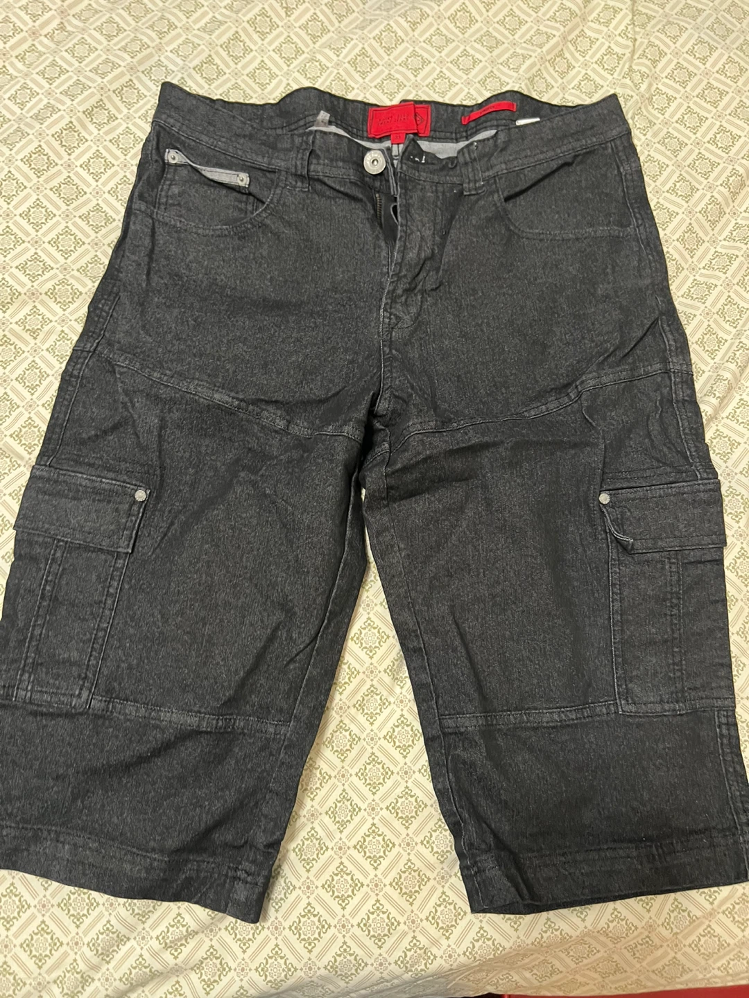 John Galt Black Stretch Cargo Shorts