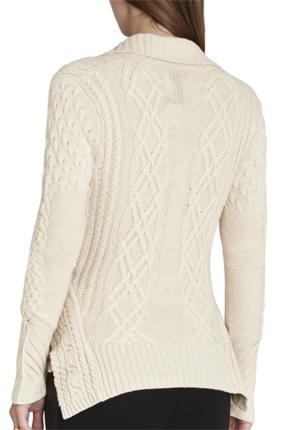 BCBGMAXAZRIA Zanzi Cable Knit Moto Sweater - Size M - photo 3