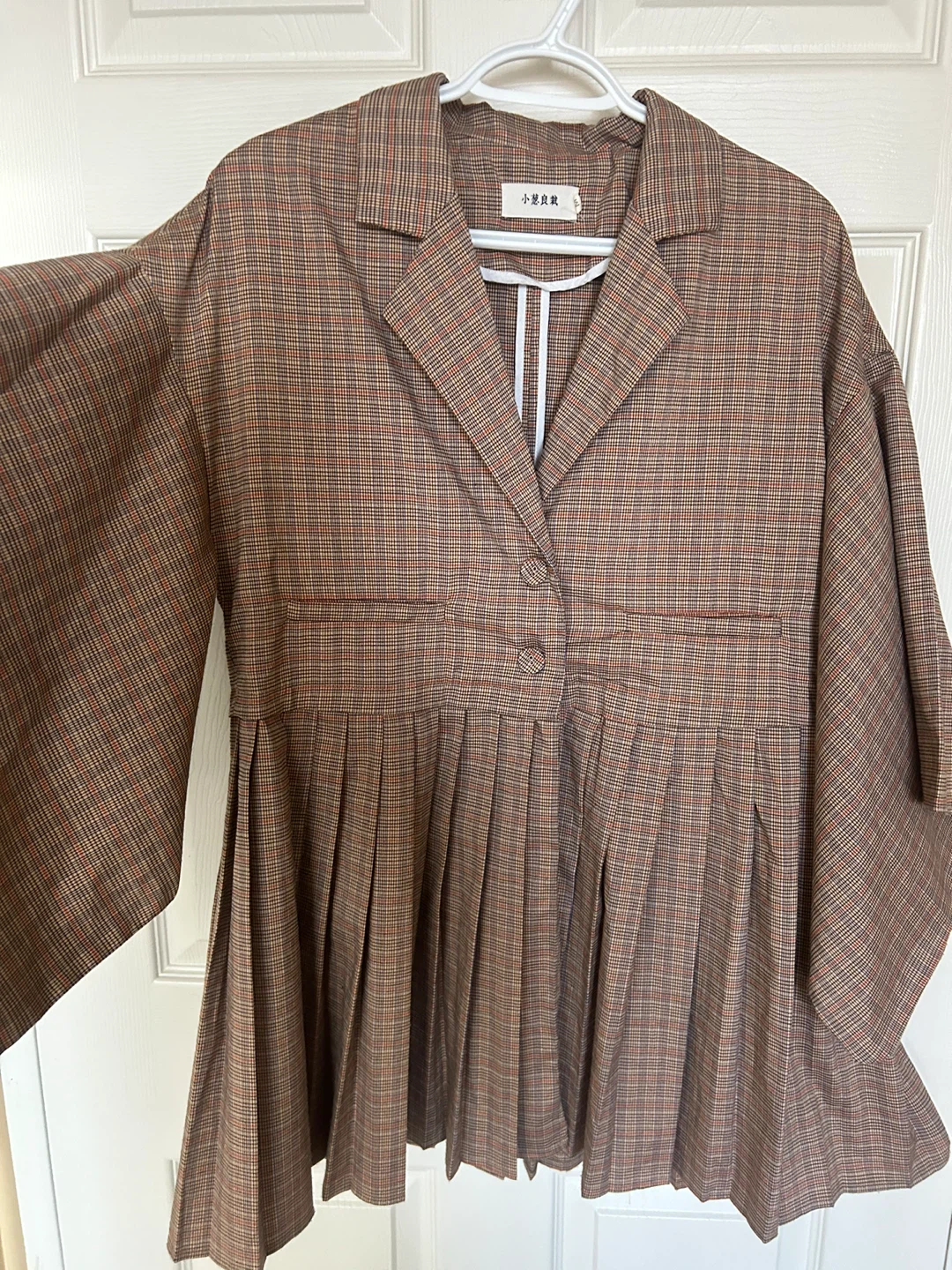 Plaid Blazer Dress coat free sized