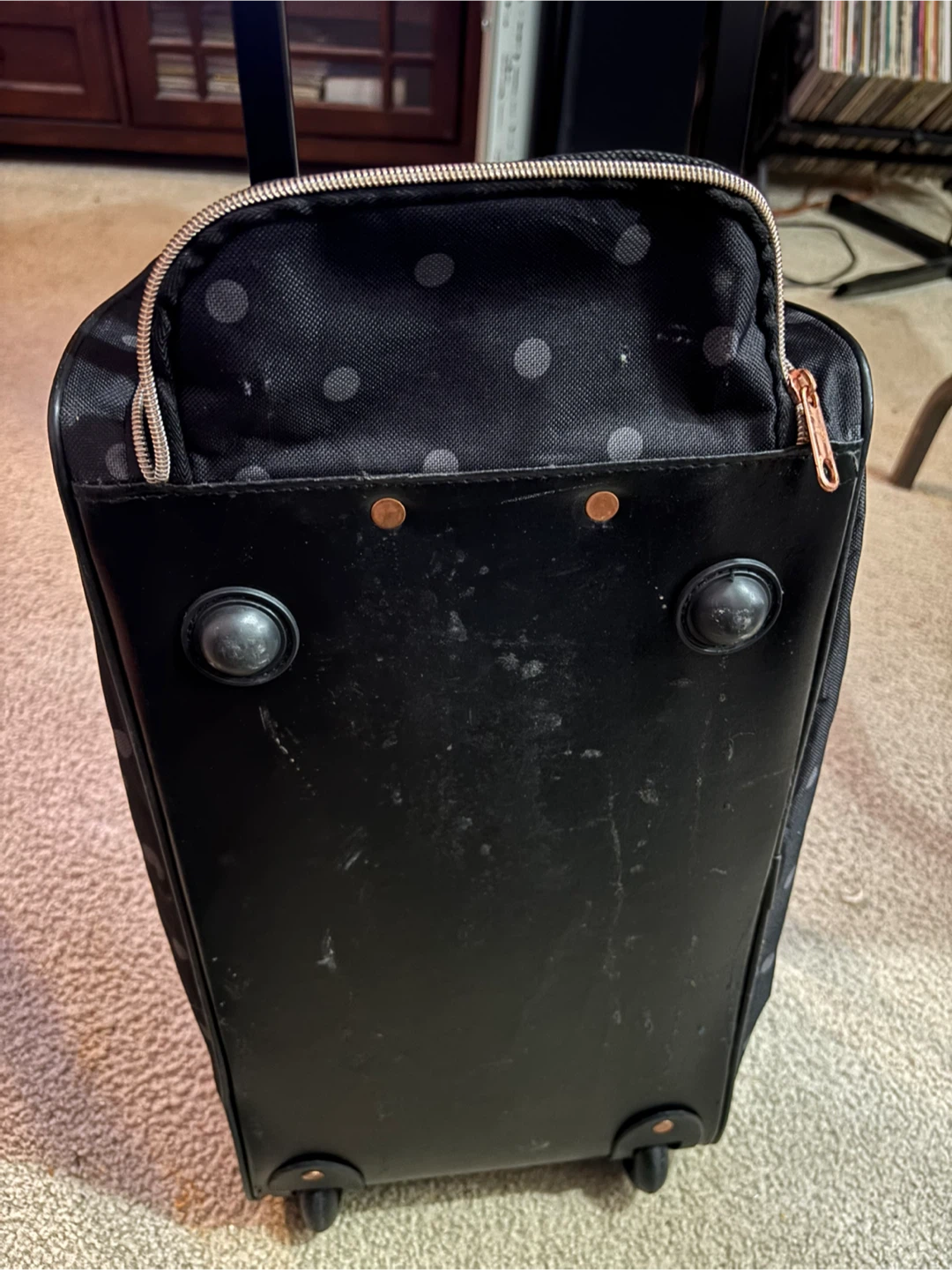 Black Polka Dot Rolling Suitcase