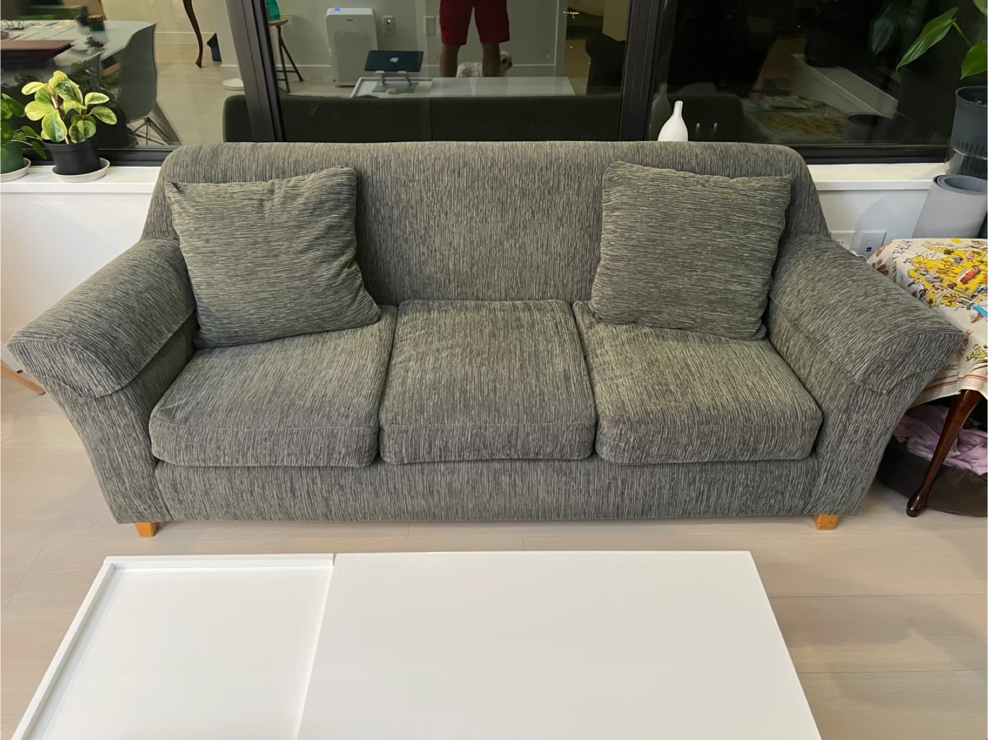 Grey Three-Seat Sofa