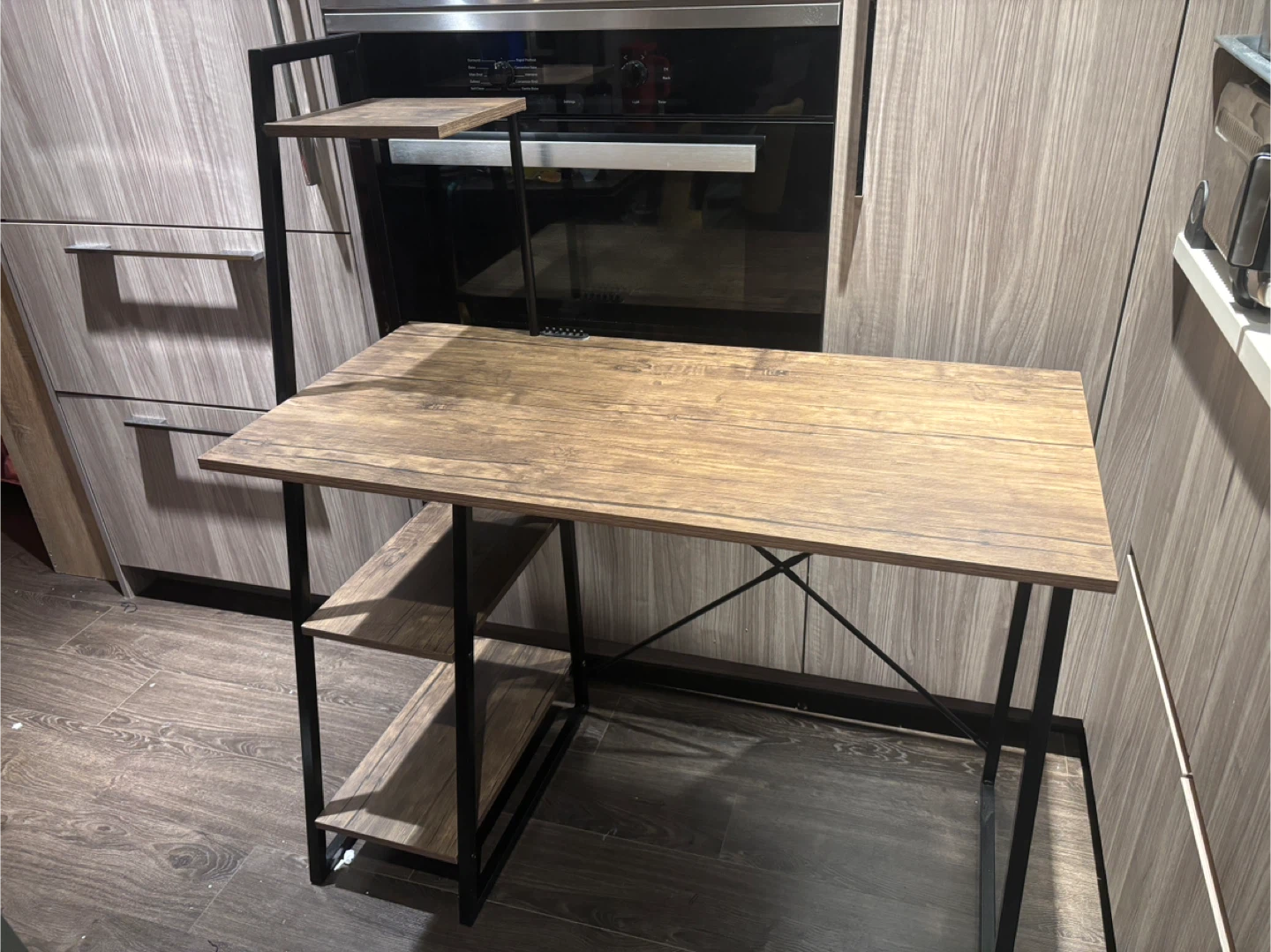 Wood and Metal Desk with Shelves - photo 2
