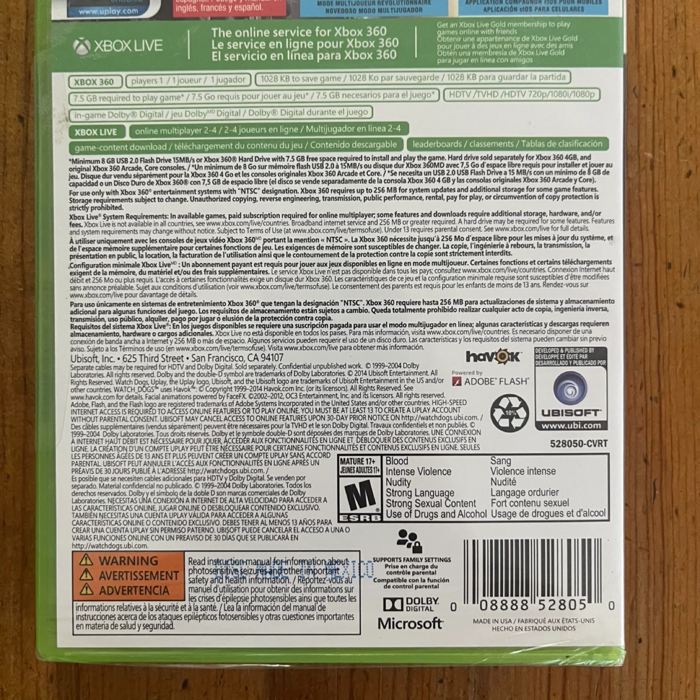 New, Sealed Watch Dogs Video Game for Xbox360 - photo 3