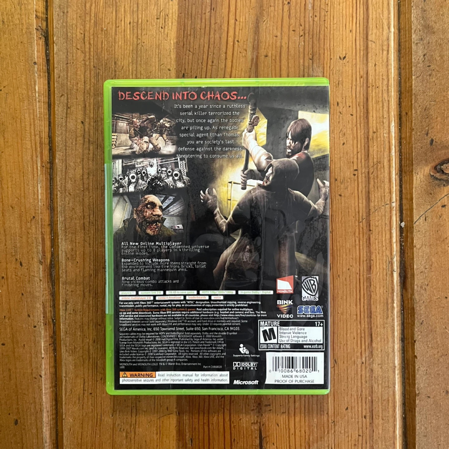 New, Sealed, Condemned 2 Bloodshot for Xbox360 - photo 2