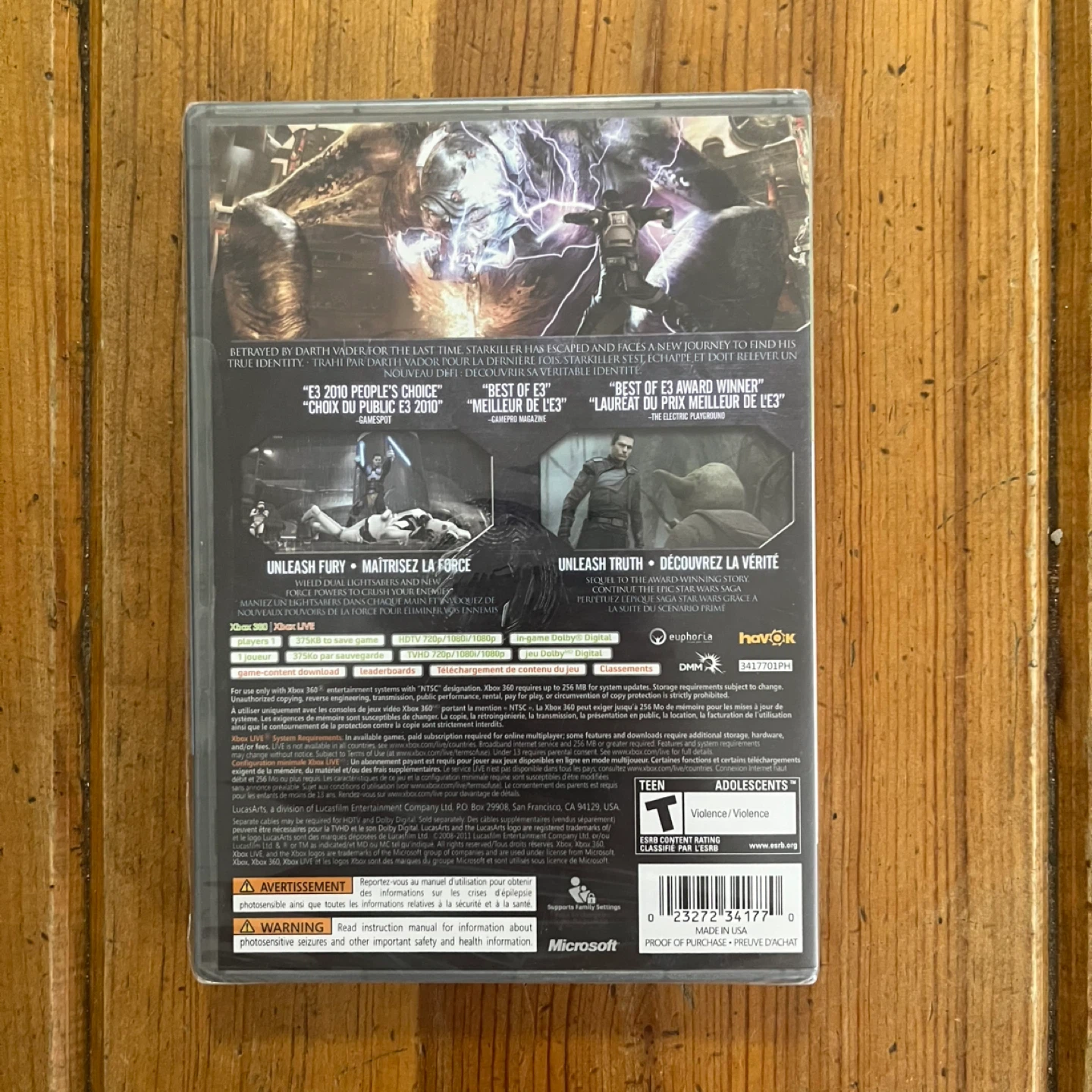 New, Sealed, Star Wars The Force Unleashed 2 XBox360 - photo 2
