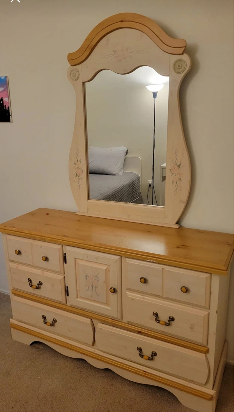 Wooden Dresser with Mirror