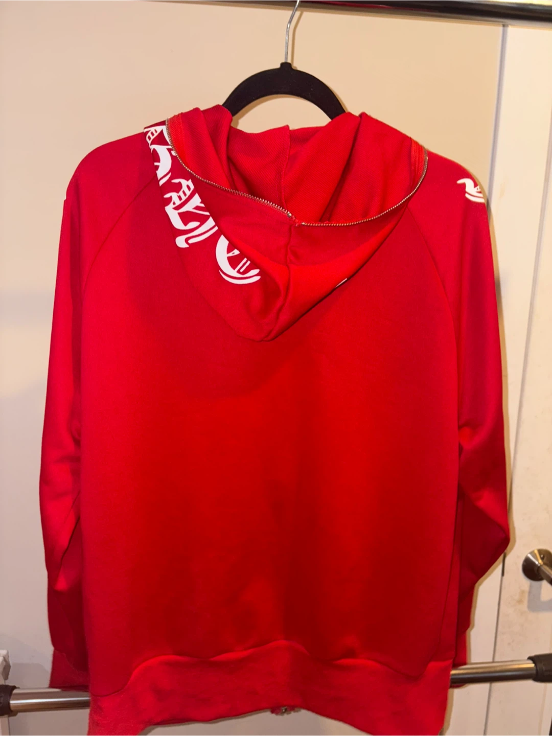Red Zip Hoodie with Graphic Sleeves - photo 2