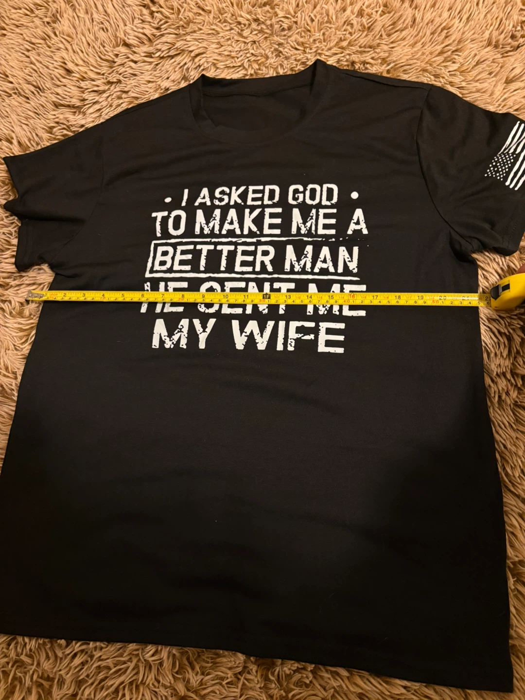 Black T-Shirt - 'I Asked God' - Size L - photo 2