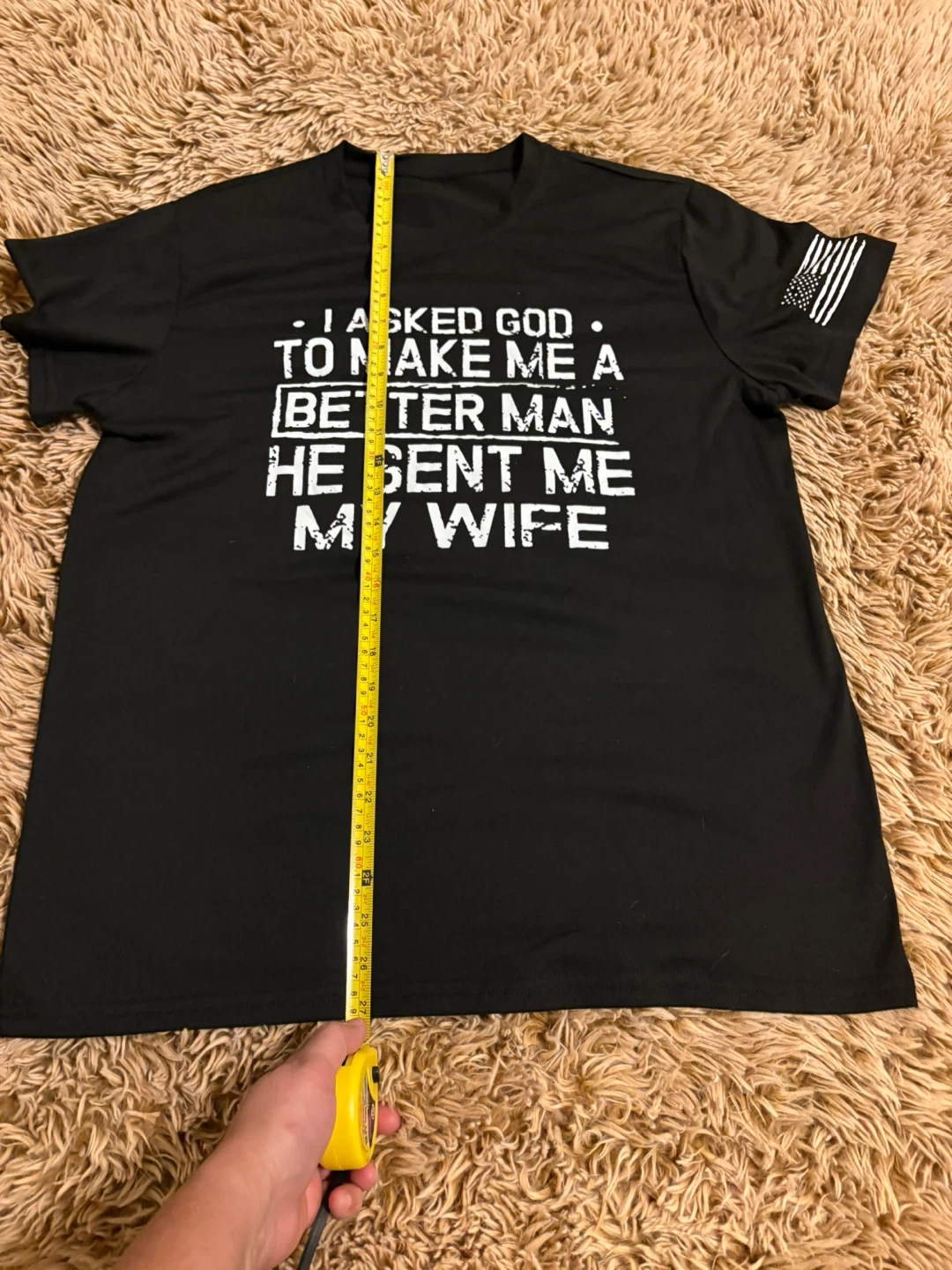 Black T-Shirt - 'I Asked God' - Size L - photo 3
