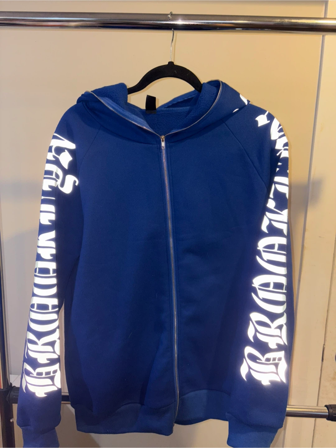 Blue Reflective Zip-Up Hoodie