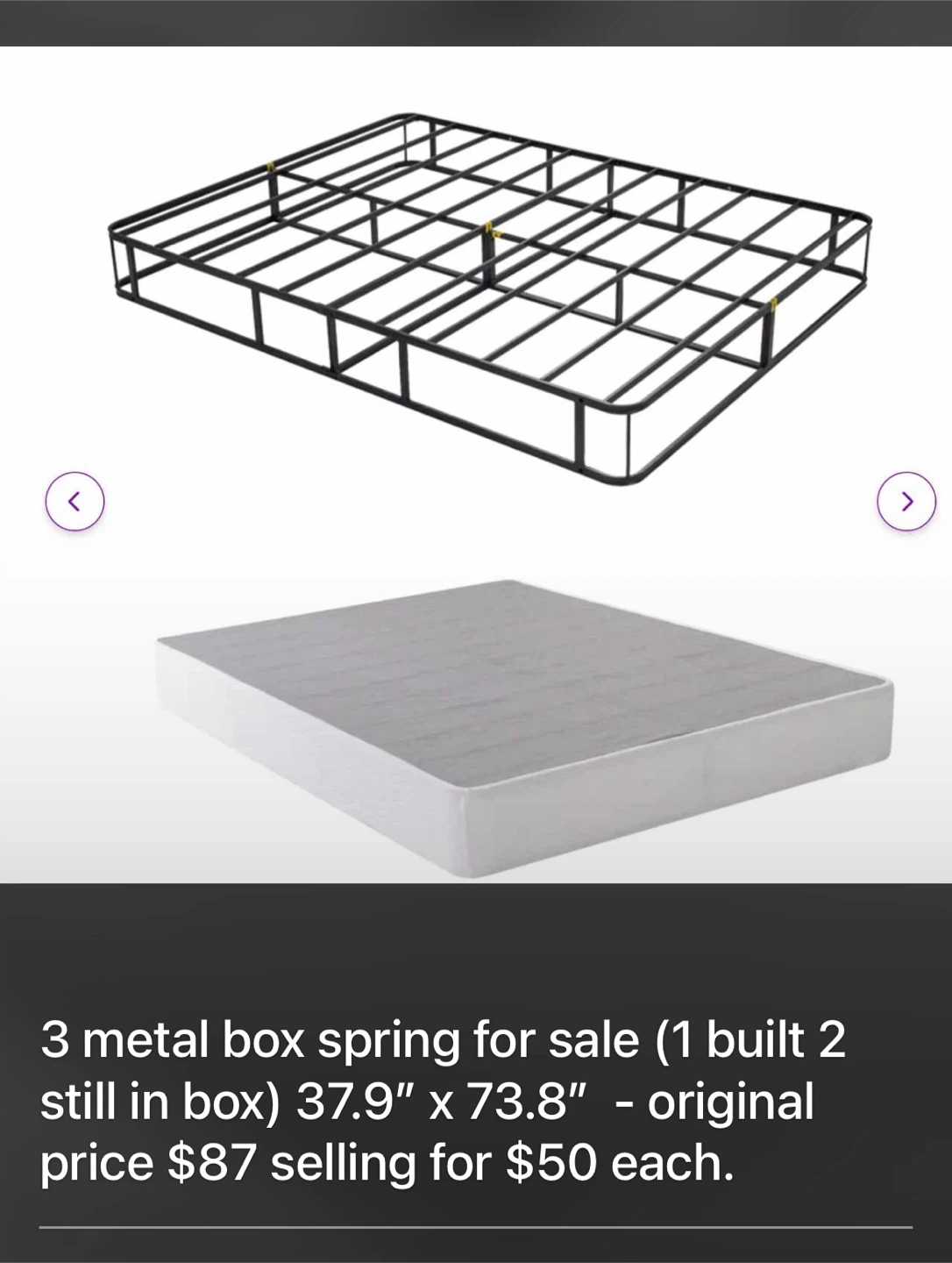 Metal Box Spring 37.9" x 73.8"
