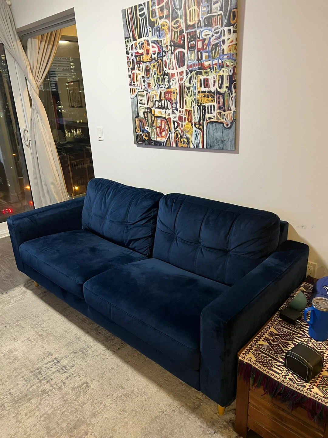 Blue Velvet Sofa