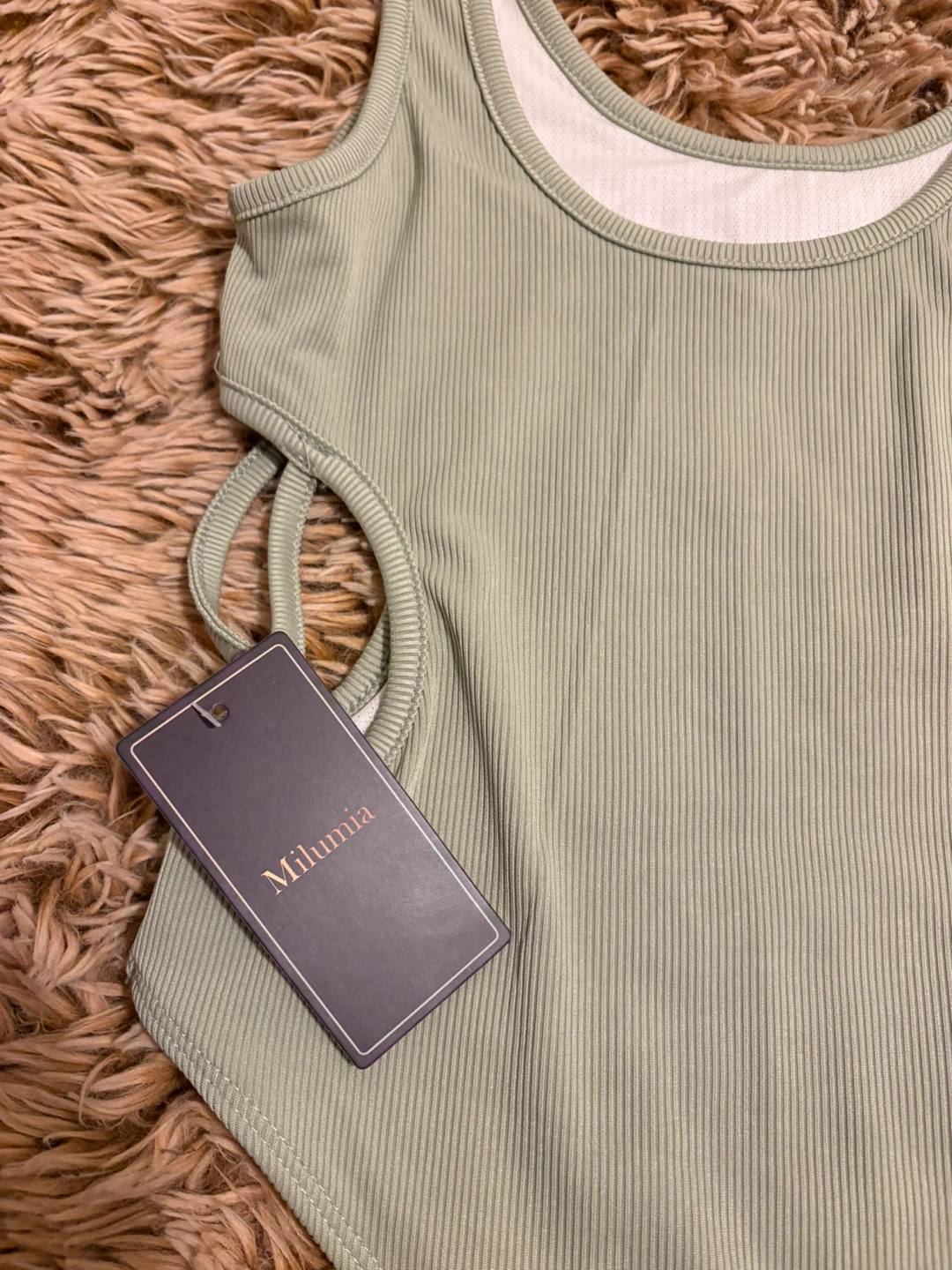 Milumia Green Ribbed One Piece Swimsuit - Size 9Y - photo 3