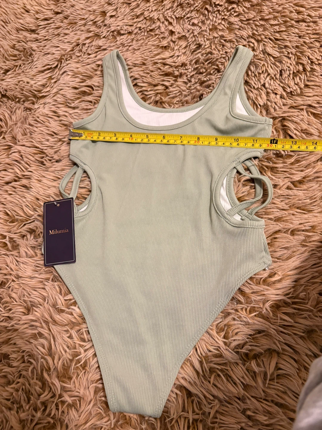 Milumia Green Ribbed One Piece Swimsuit - Size 9Y - photo 2