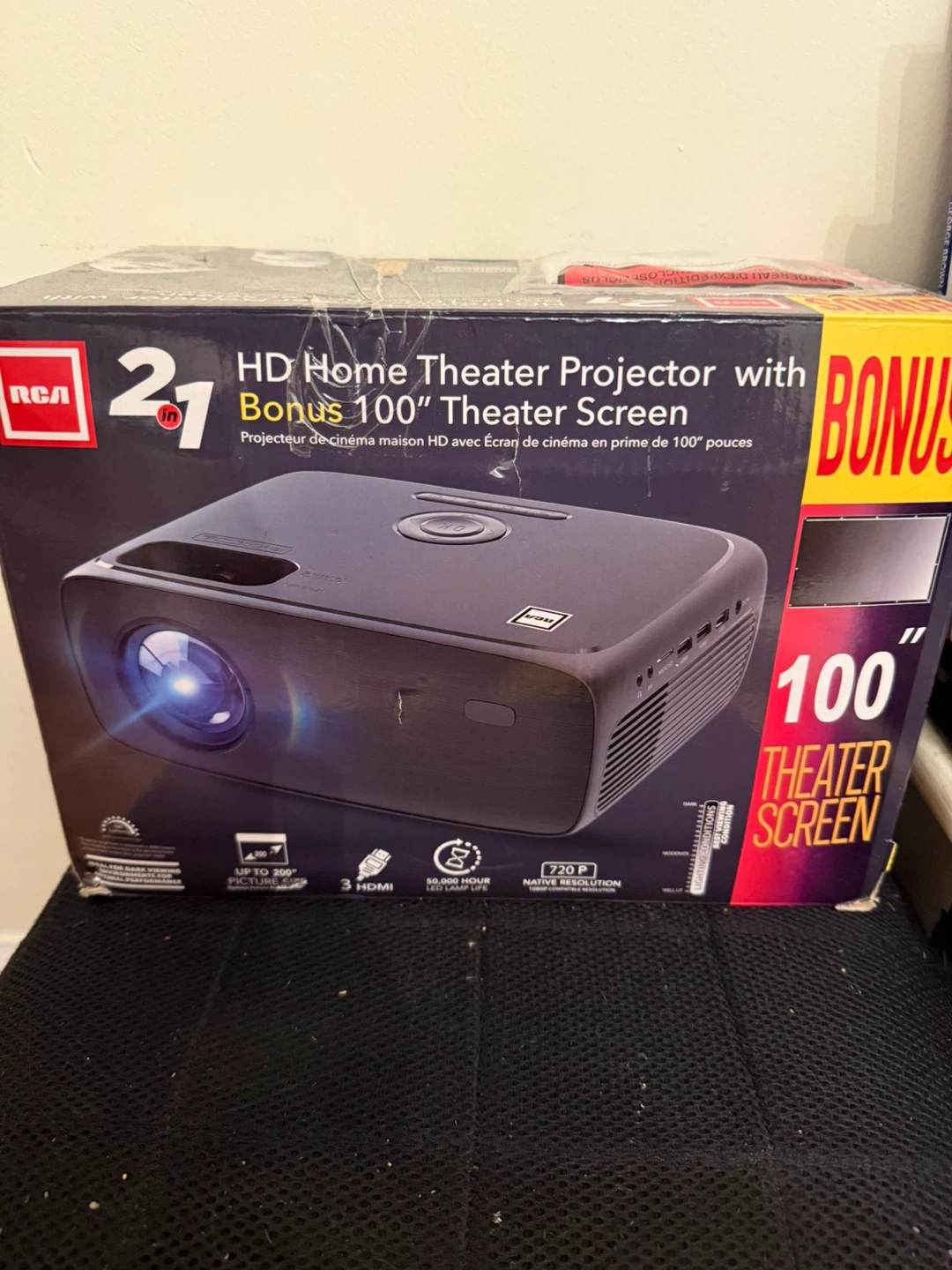 RCA HD Home Theater Projector with 100" Screen