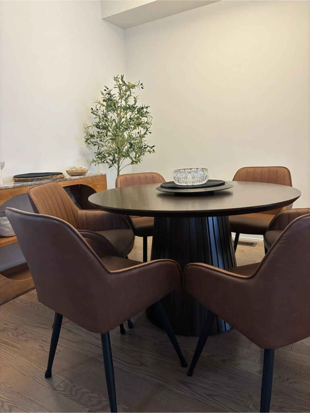 Round Dining Table - Dark Wood
