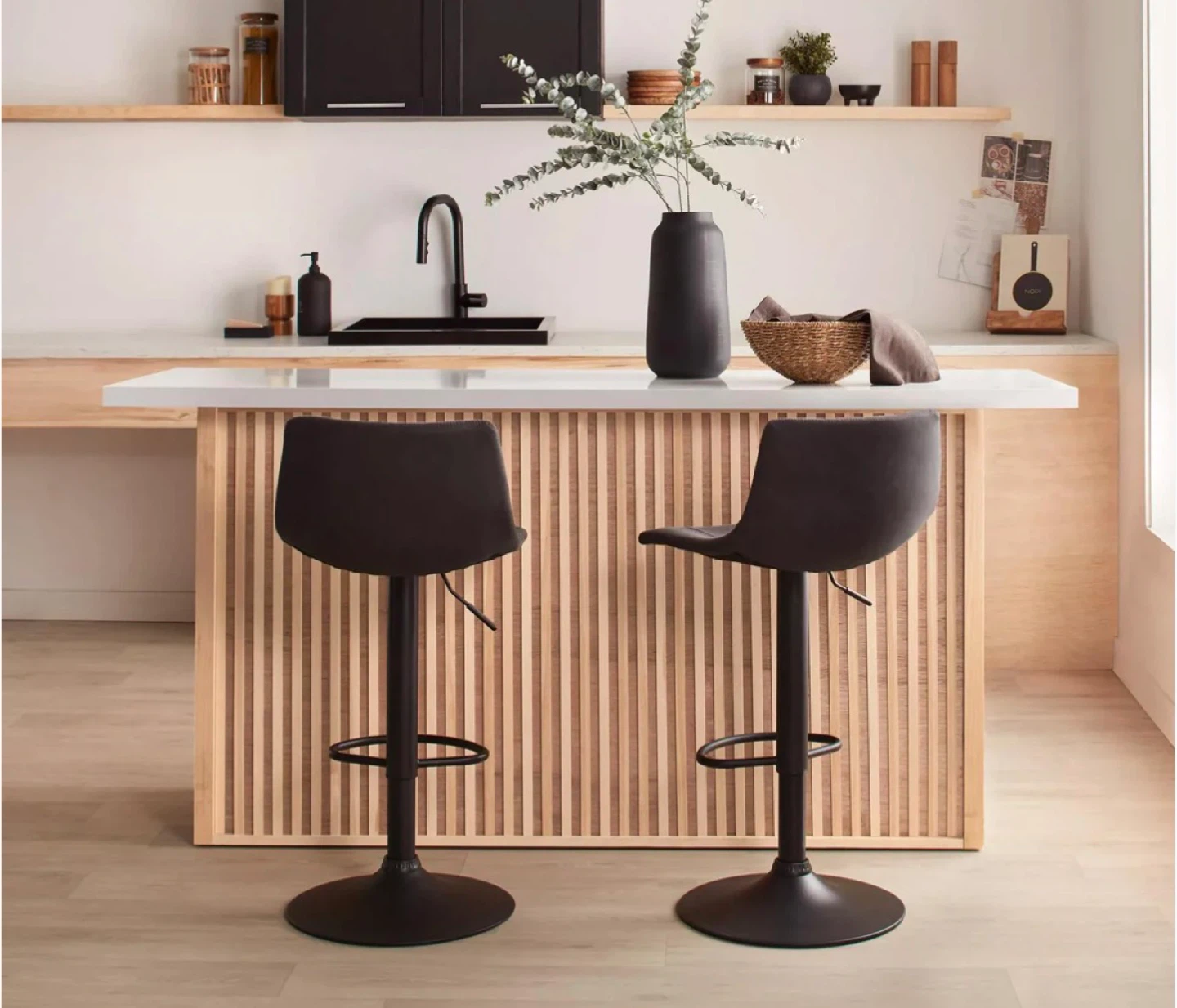 Black Adjustable Swivel Bar Stool