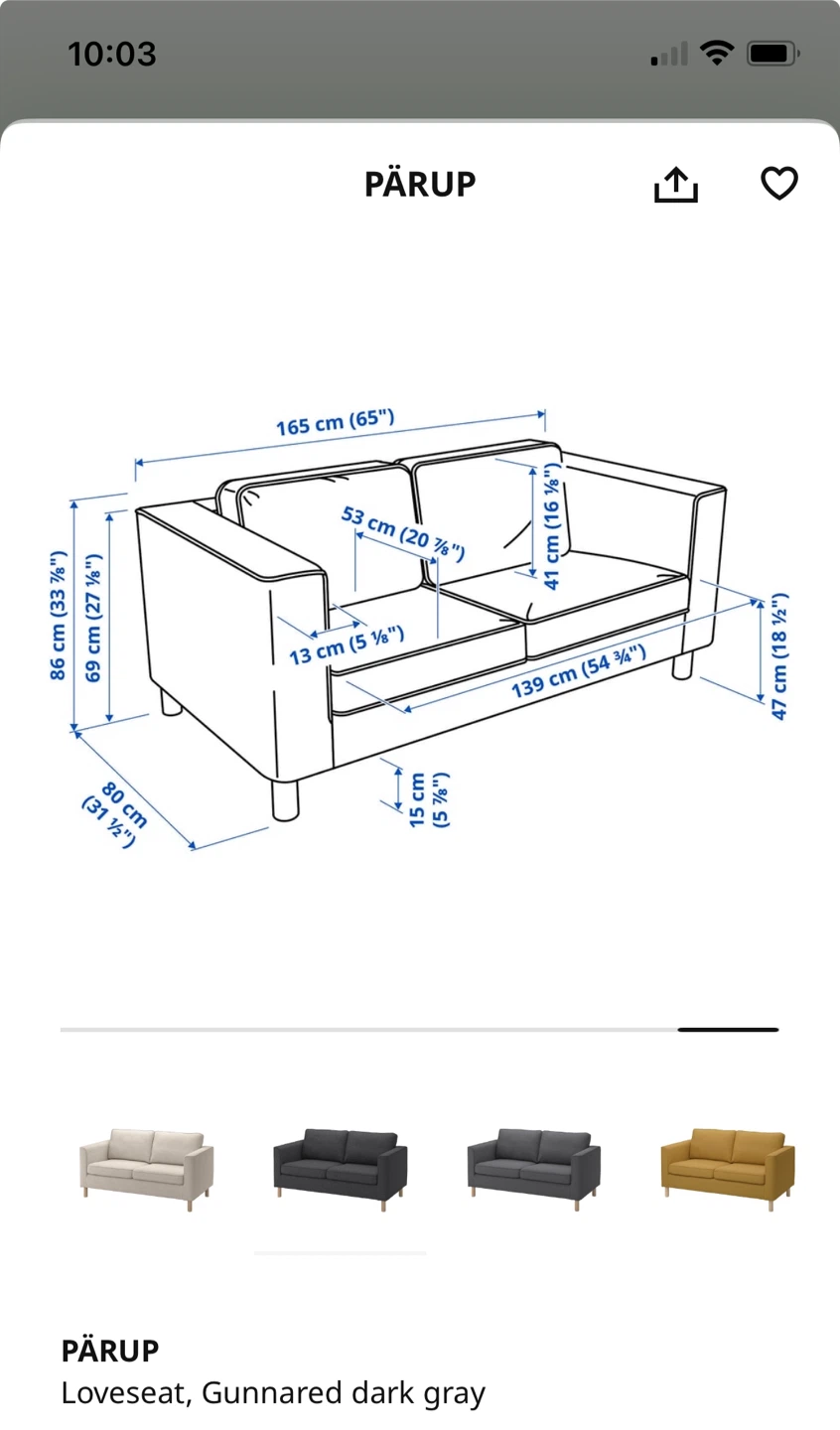 IKEA PÄRUP Loveseat, Gunnared Dark Gray - photo 3