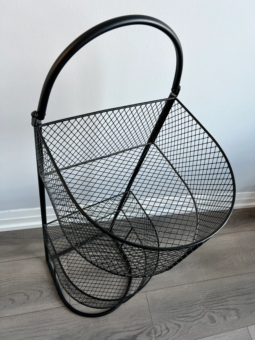 Moving sale—2-tier black metal wire basket stand - photo 2