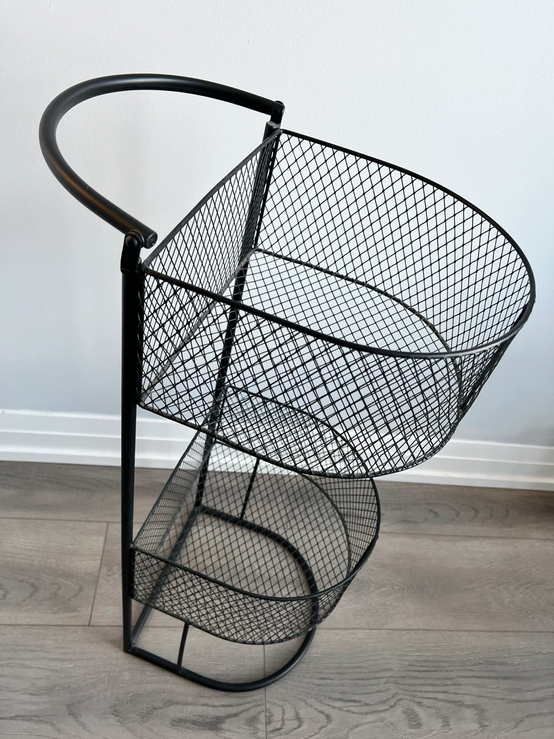 Moving sale—2-tier black metal wire basket stand - photo 3