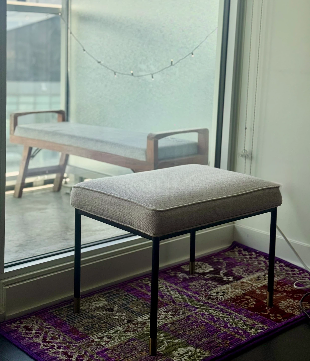 Home Seating Bundle – Modern Footrest + Balcony Bench