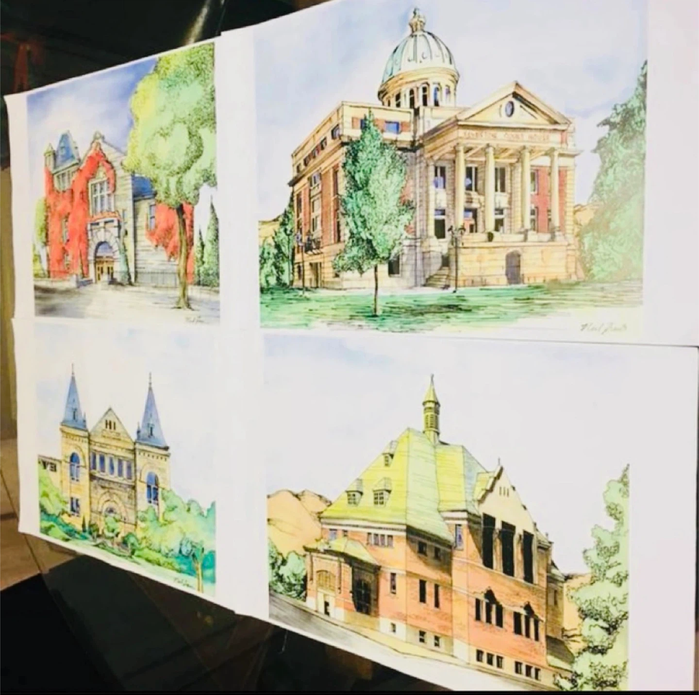 4 Nelson, BC watercolour paintings