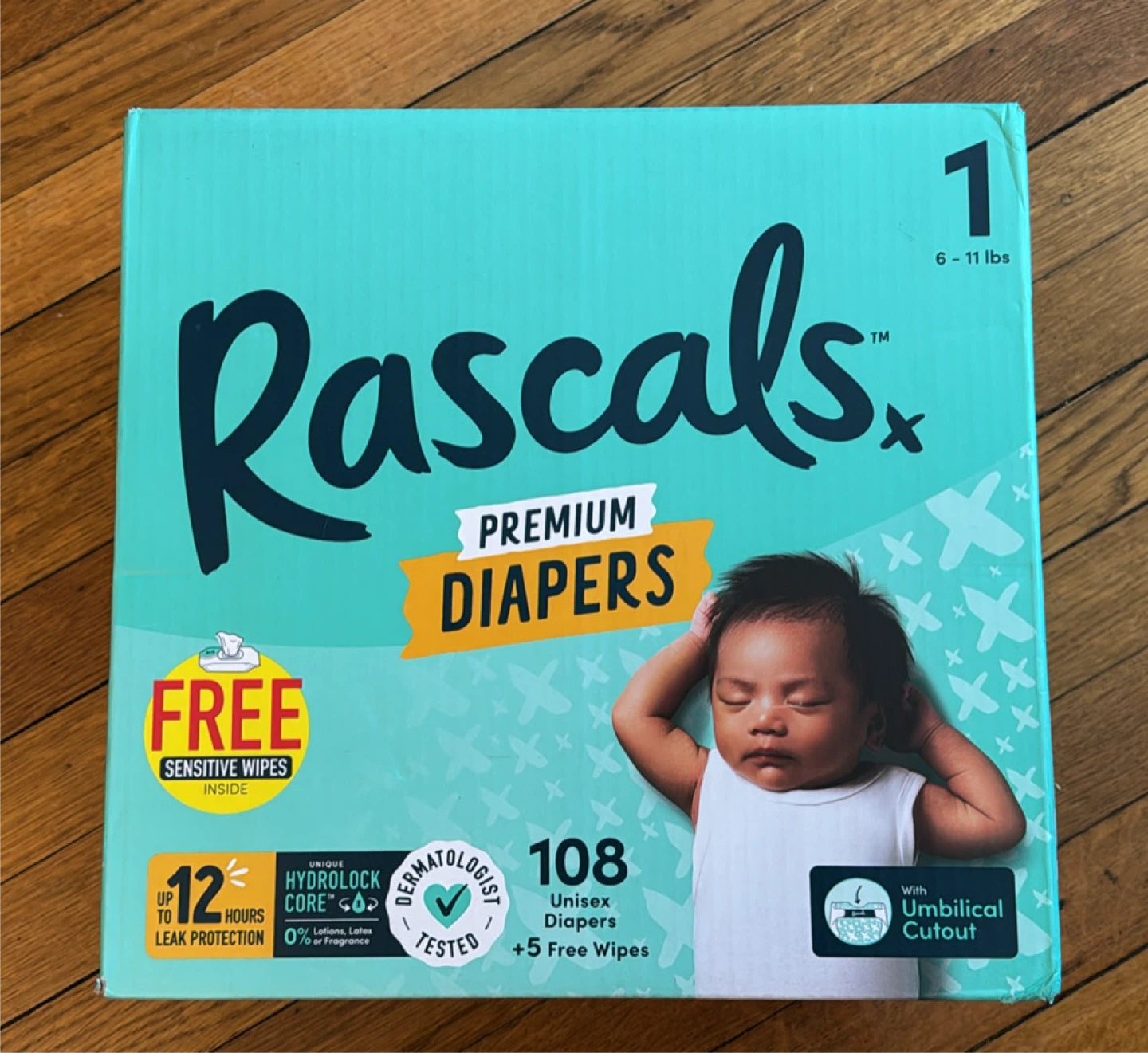 Rascal Diapers - Size 1 (6-11 lbs) - 108 Count