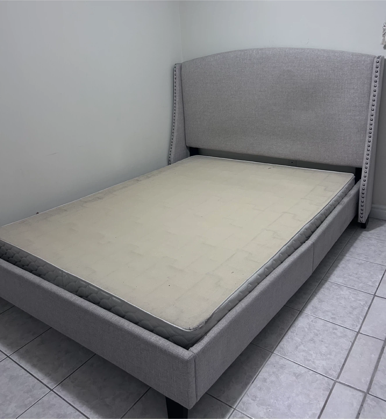 Queen size fabric bed frame