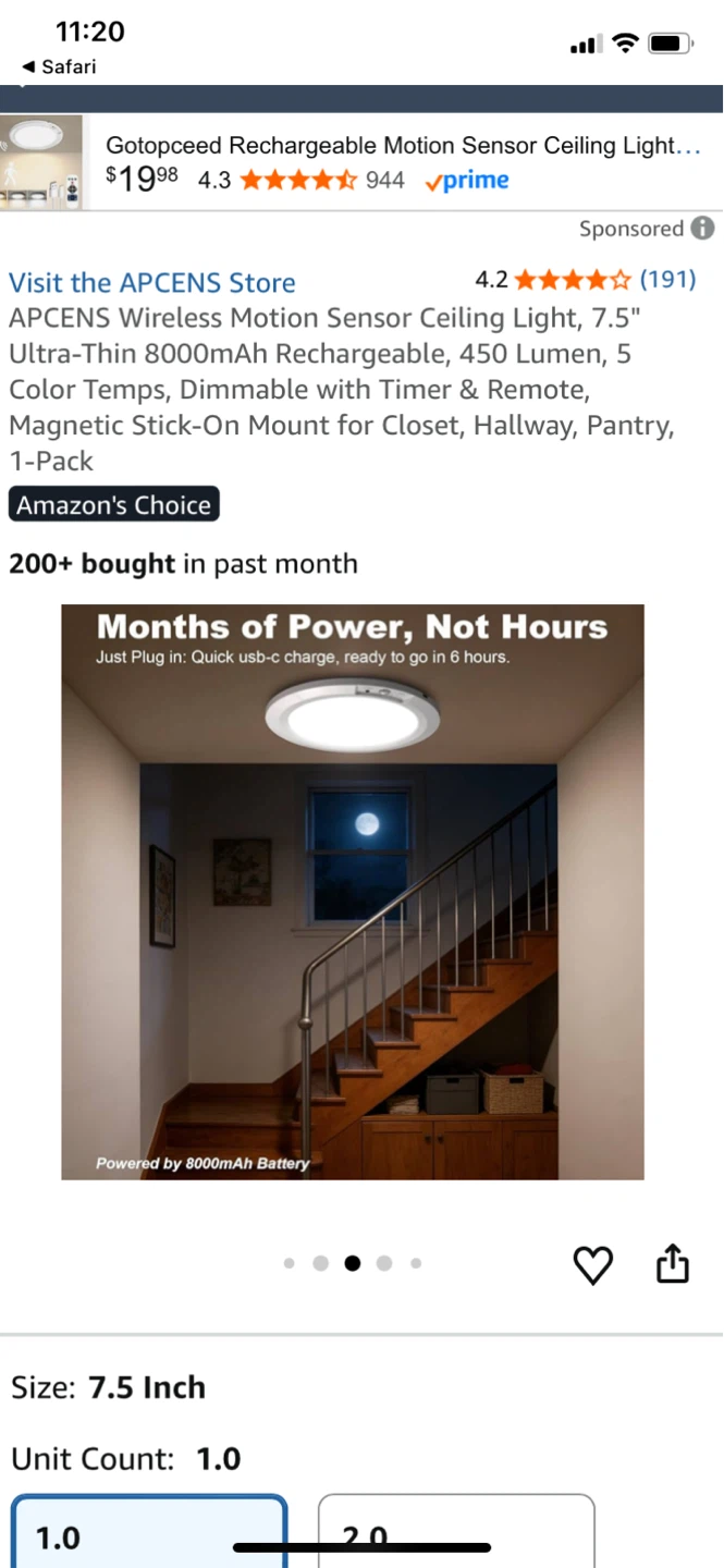 🥕 APCENS Wireless Motion Sensor Ceiling Light - 7.5 inch - photo 5