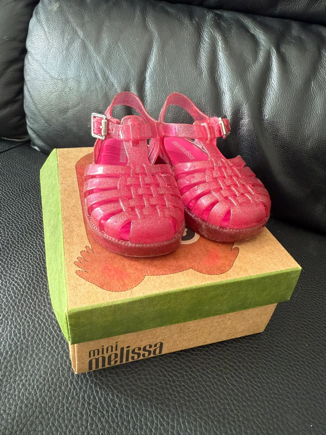 Mini Melissa Pink Glitter Jelly Sandals - Size 7