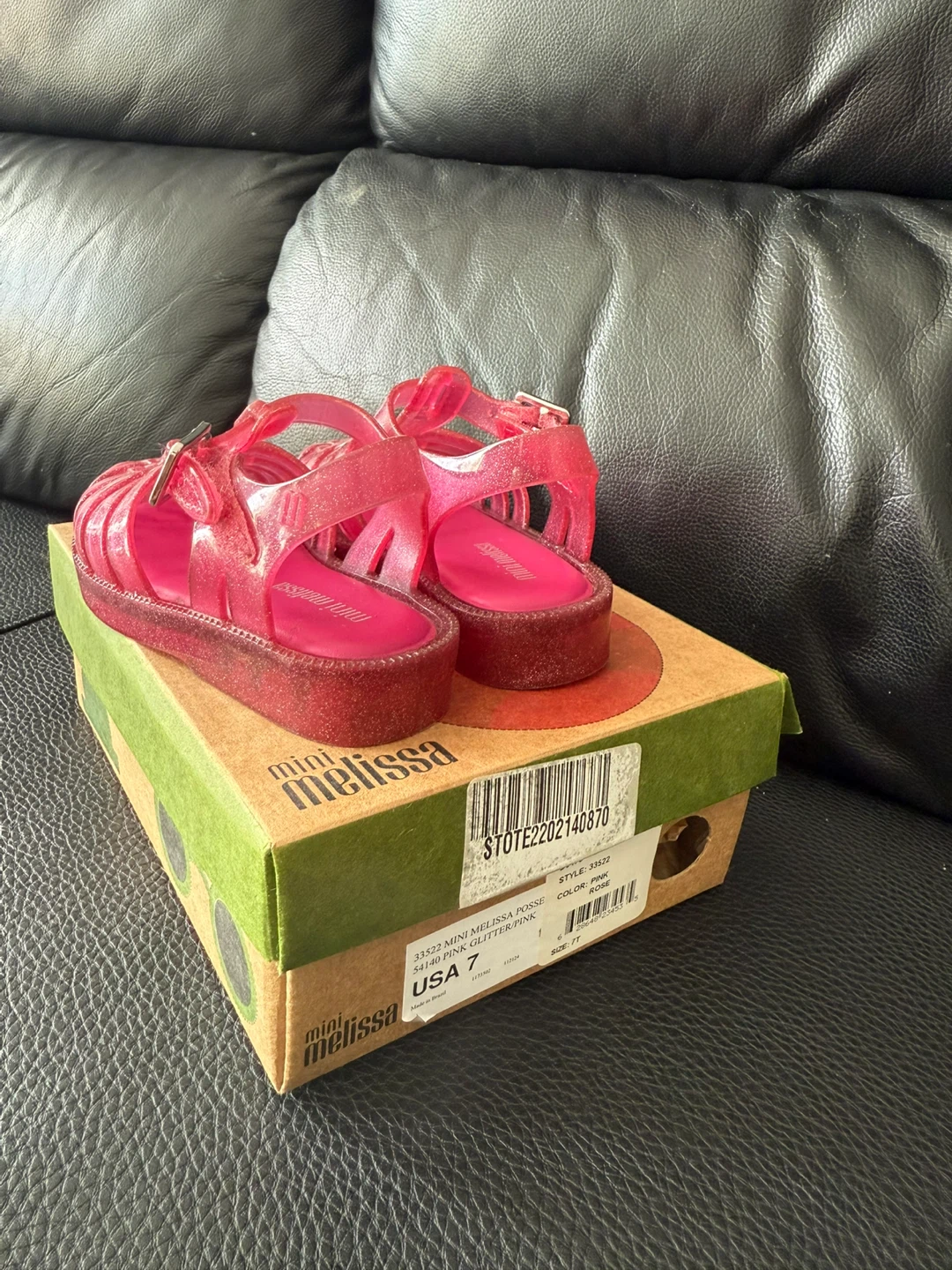 Mini Melissa Pink Glitter Jelly Sandals - Size 7 - photo 2