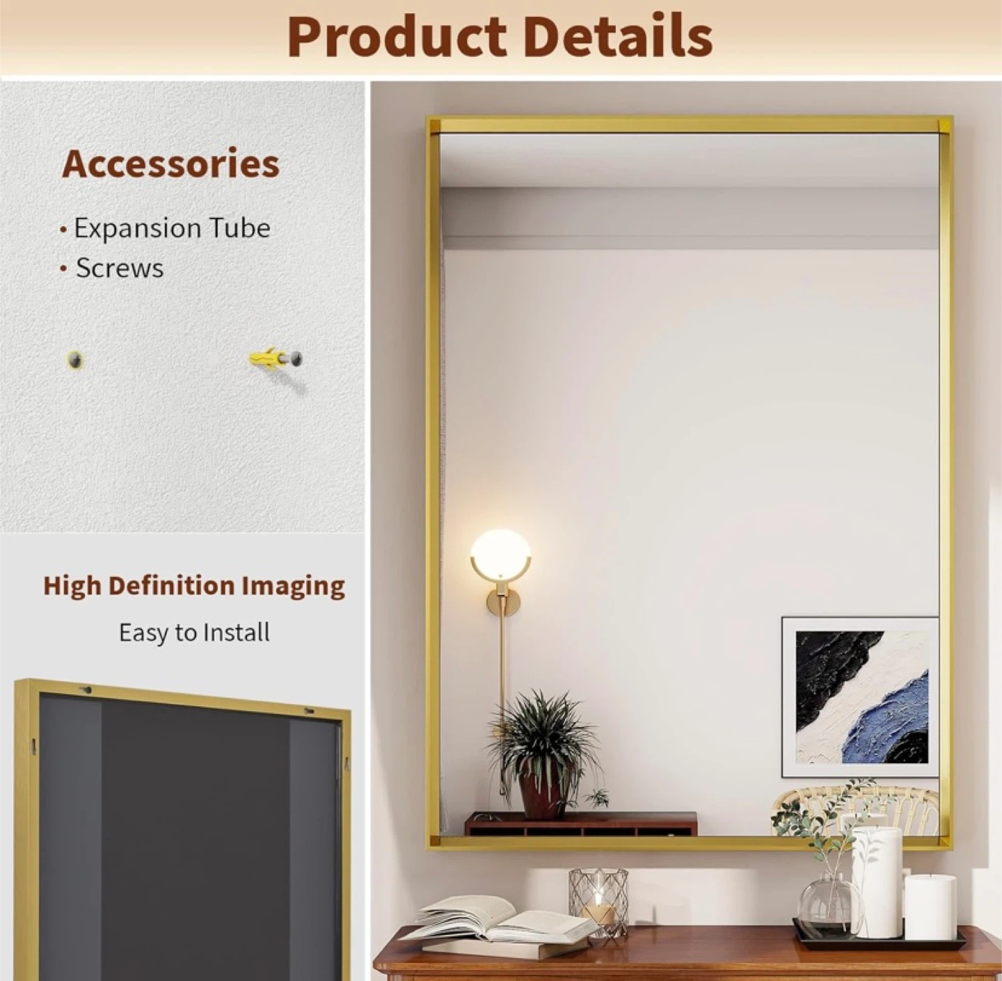 New 24" X 36" Bathroom Mirror Gold - photo 4