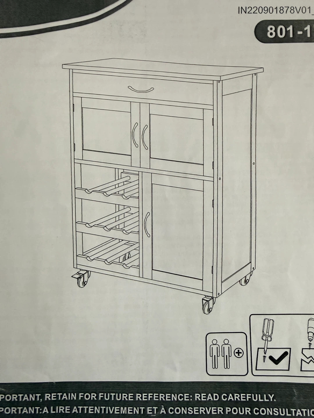HOMECOM Kitchen Cart - Black - photo 3