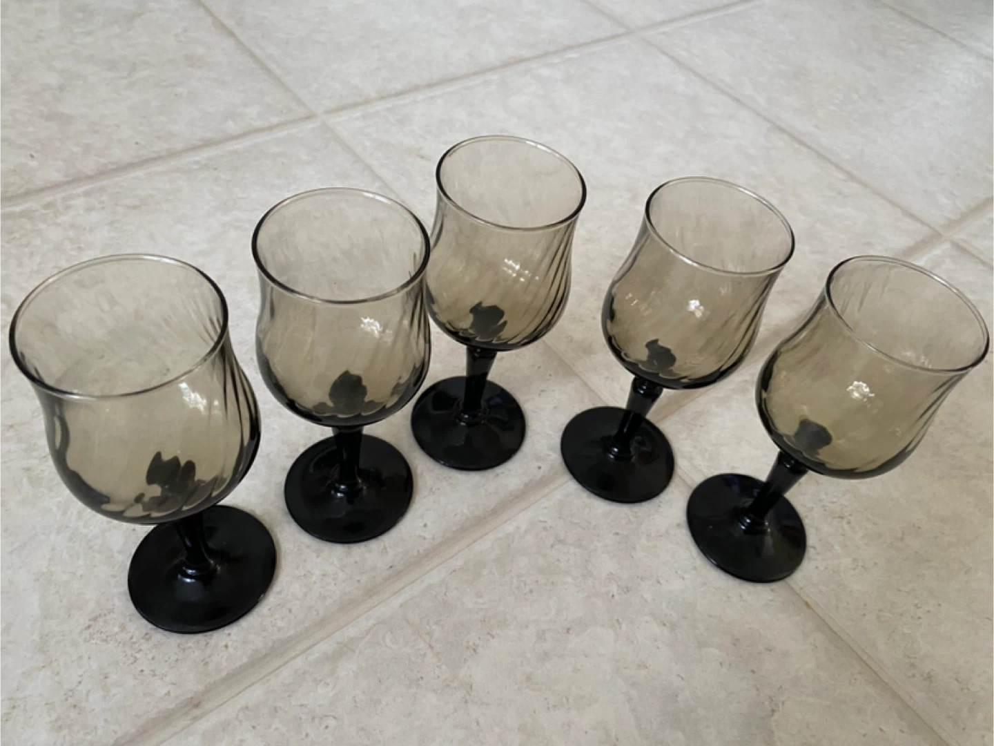 Set of 5 Smoke Grey Wine Glasses