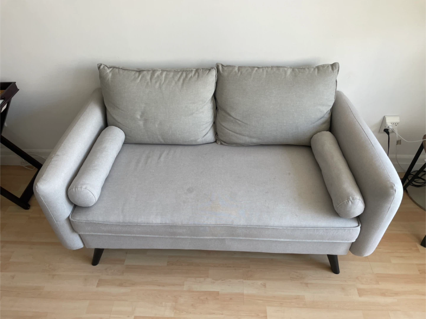 Light Grey/beige Loveseat Sofa - photo 2