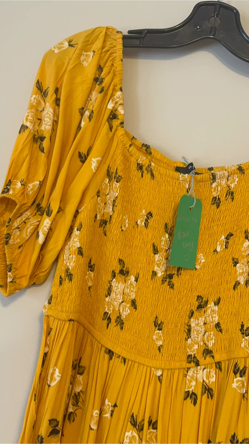 Yellow Floral Smocked Dress - photo 2
