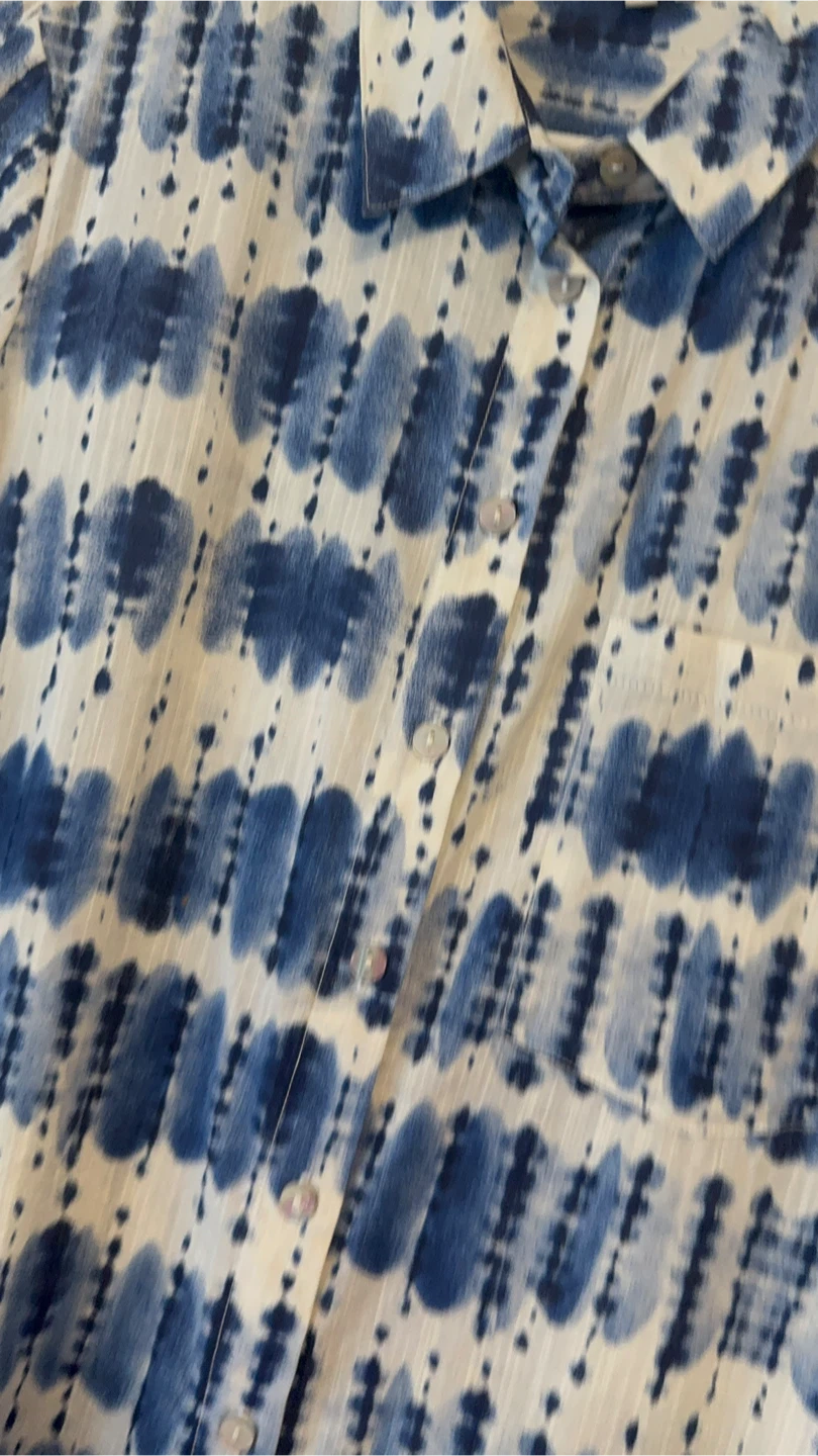 River Island Blue & White Tie-Dye Button-Up Shirt - Size 12 - photo 3