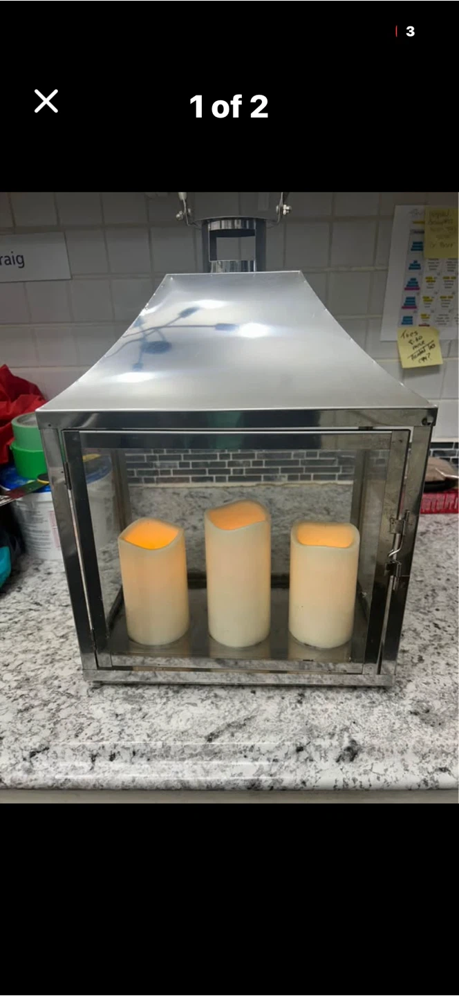 Metal Lantern with Flameless Candles