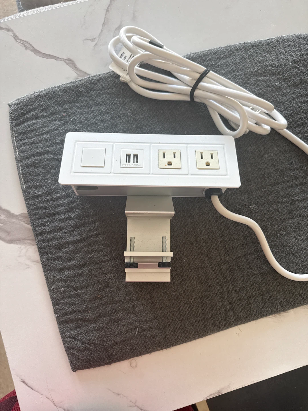 White Desk Power Outlet with USB Ports