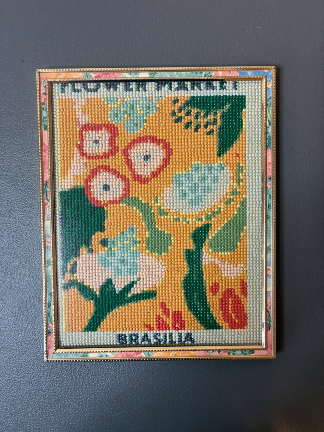 Brasilia Flower Market Finished Framed Diamond Art Painting