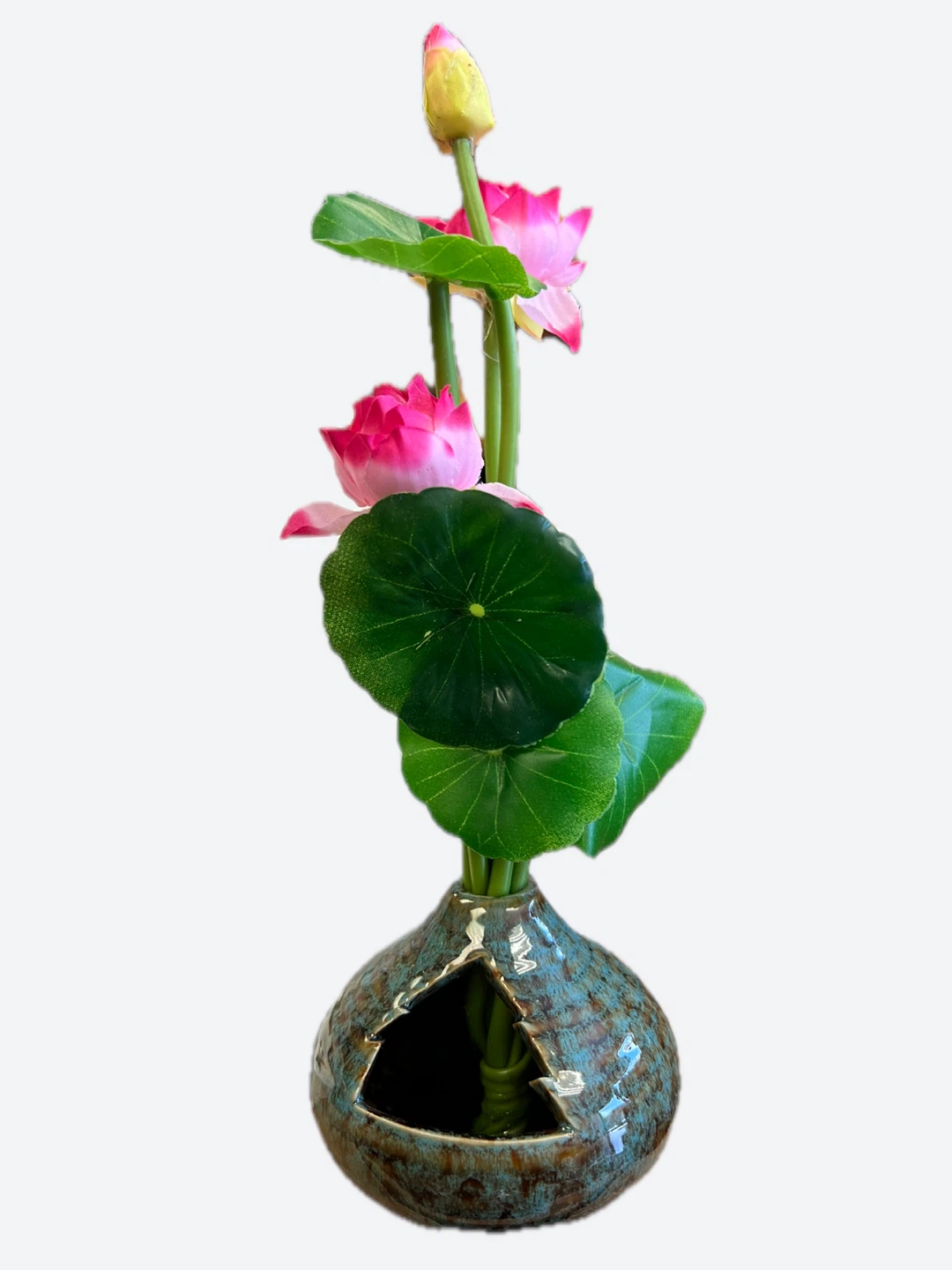 Artificial Lotus Flower Arrangement in Vase