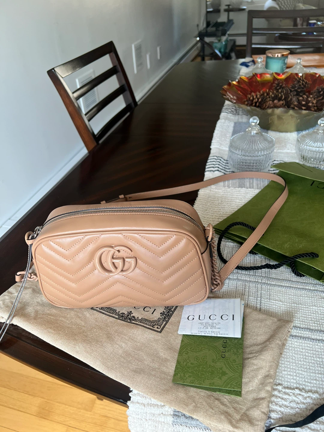 Gucci GG Marmont Small Beige Leather Shoulder Bag - photo 3