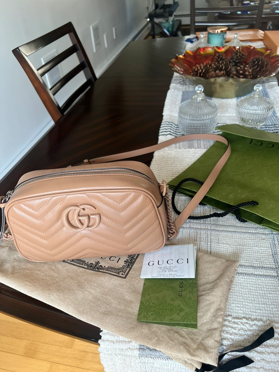 Gucci GG Marmont Small Beige Leather Shoulder Bag - photo 4