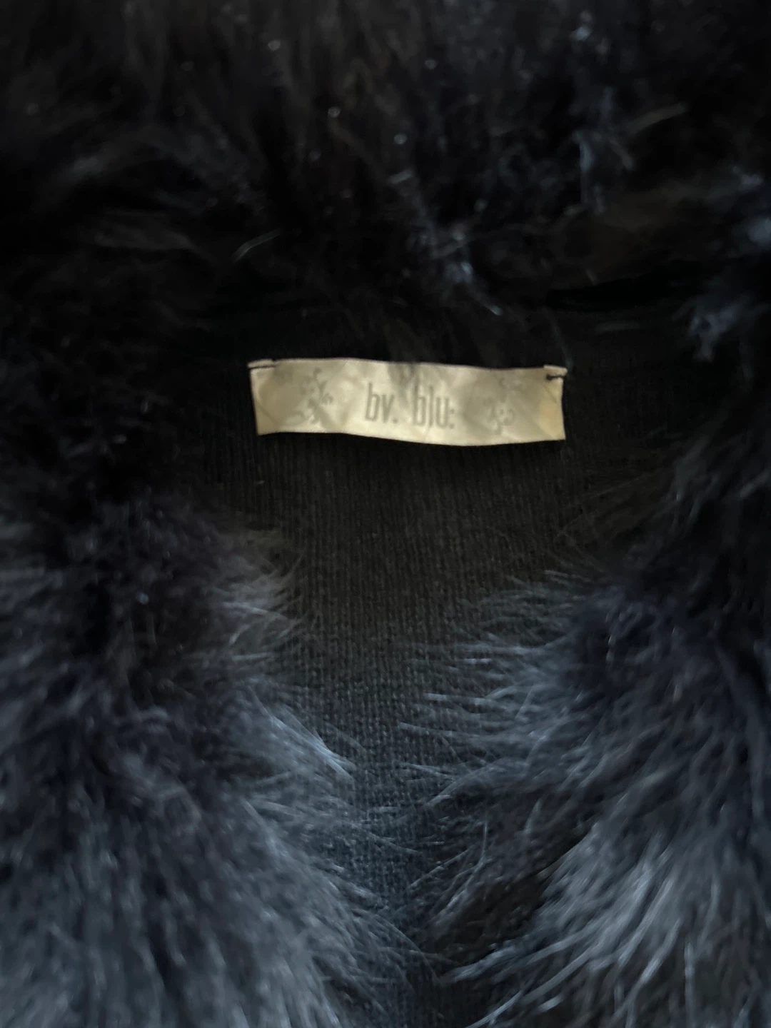 by.blu Black Cardigan with Fur Collar - photo 3