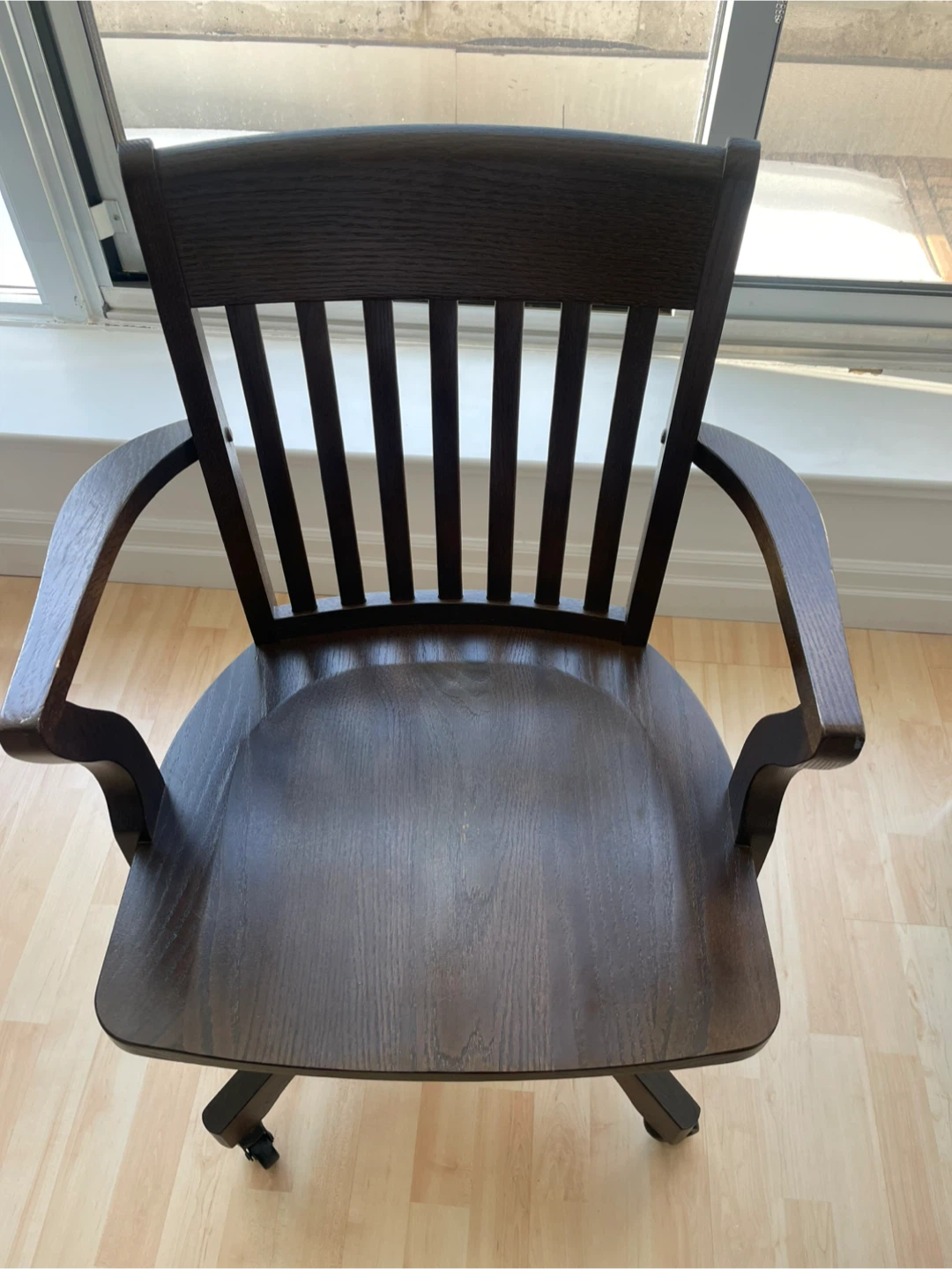 Vintage Dark Solid Wood Office desk swivel Chair - photo 2