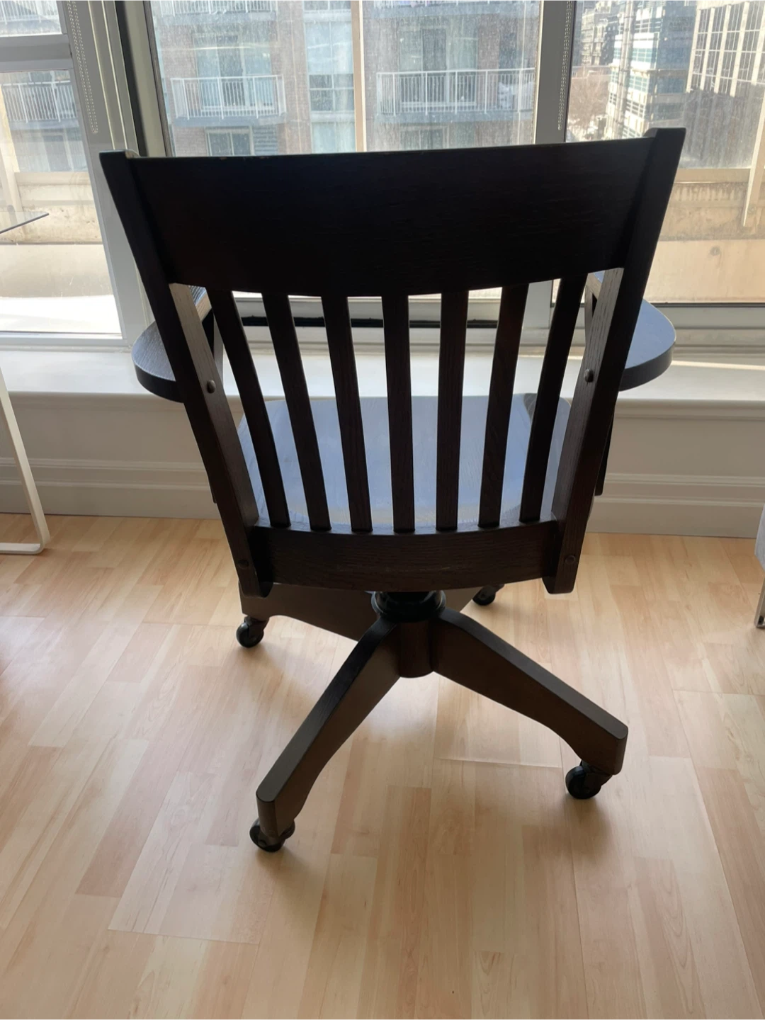 Vintage Dark Solid Wood Office desk swivel Chair - photo 4