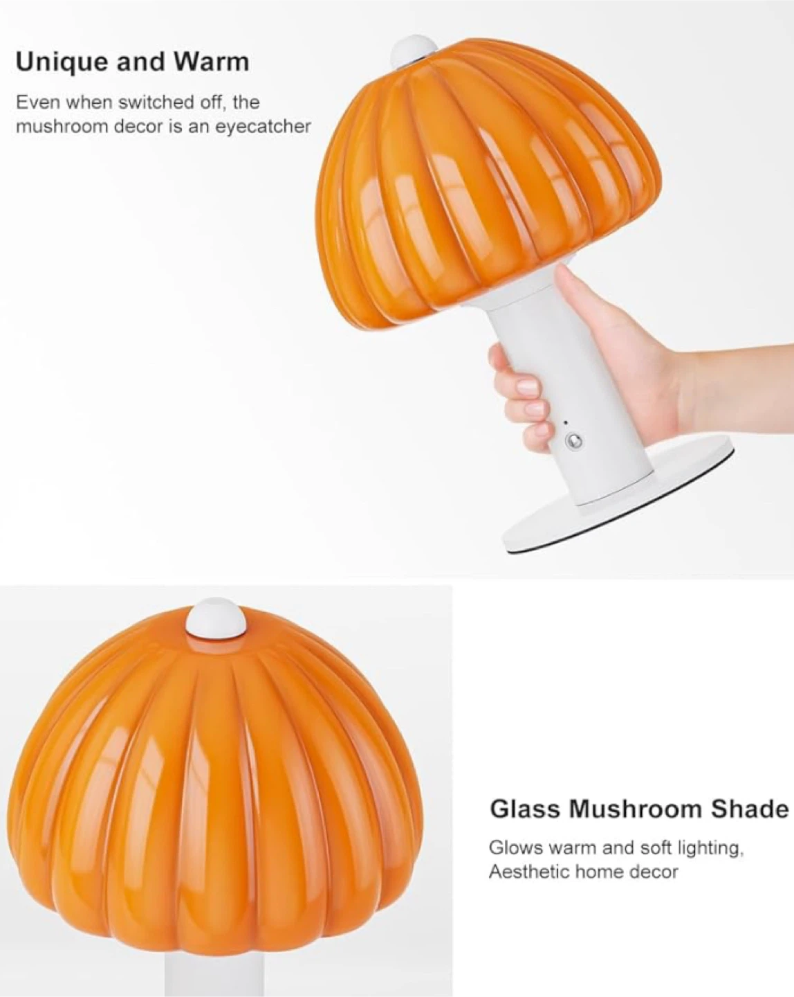 Glass Pumpkin Cordless Light -Table Lamp -New - photo 3